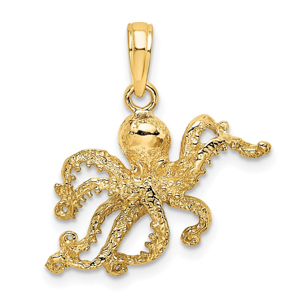 14K Gelbgold Oktopus-Charm mit strukturierter Oberfläche