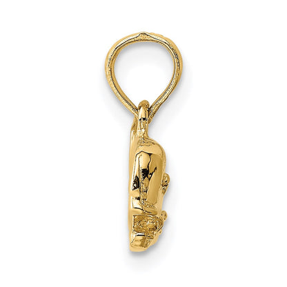 14K Gelbgold Wal-Charm mit 2D-Textur