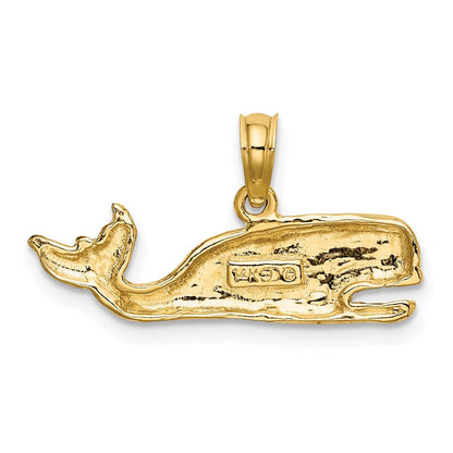 14K Gelbgold Wal-Charm mit 2D-Textur