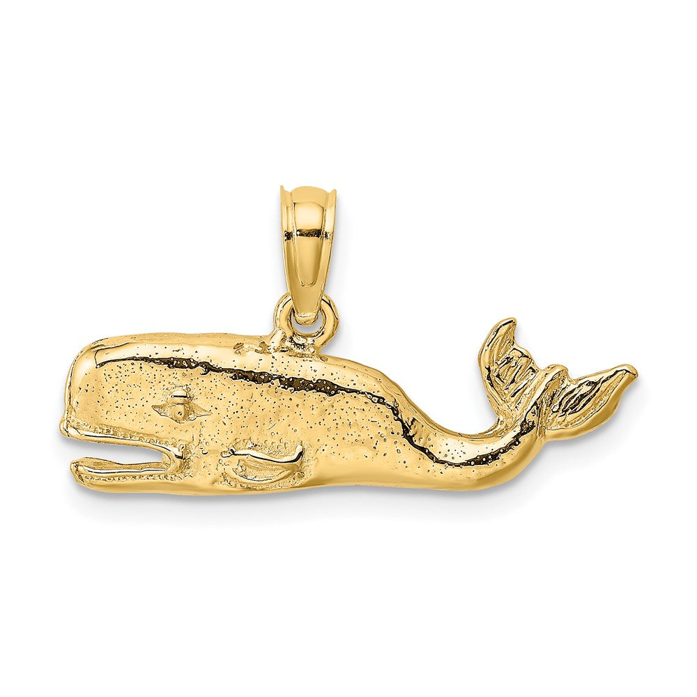 14K Gelbgold Wal-Charm mit 2D-Textur