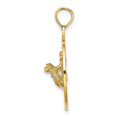 14K Gelbgold ANTIGUA W.I. Kreis-Charm mit Frosch