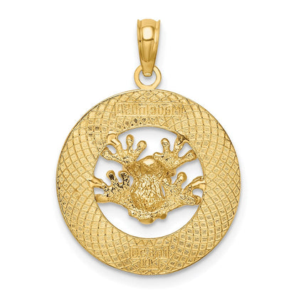 14K Gelbgold ANTIGUA W.I. Kreis-Charm mit Frosch