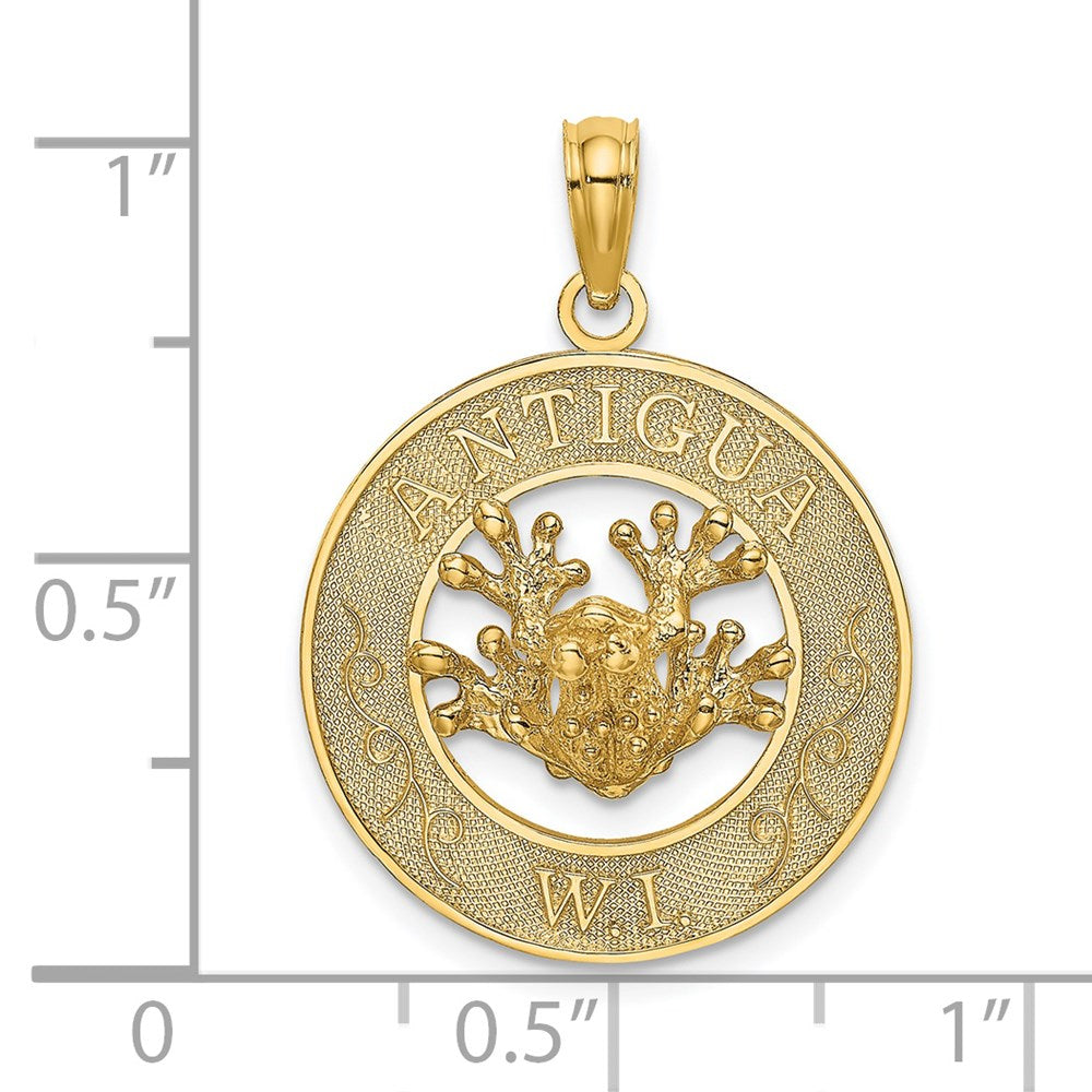 14K Gelbgold ANTIGUA W.I. Kreis-Charm mit Frosch