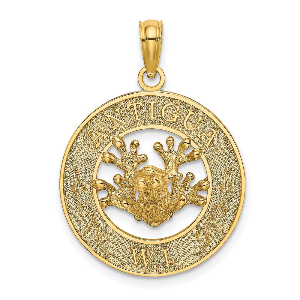 14K Gelbgold ANTIGUA W.I. Kreis-Charm mit Frosch