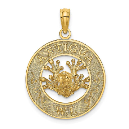 14K Gelbgold ANTIGUA W.I. Kreis-Charm mit Frosch