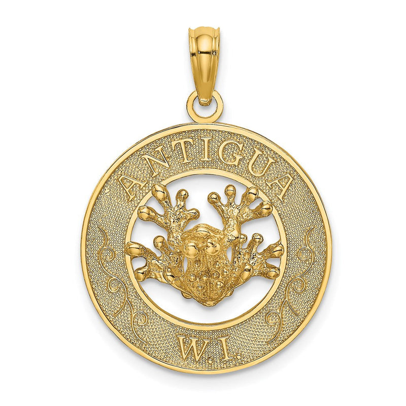 14K Gelbgold ANTIGUA W.I. Kreis-Charm mit Frosch