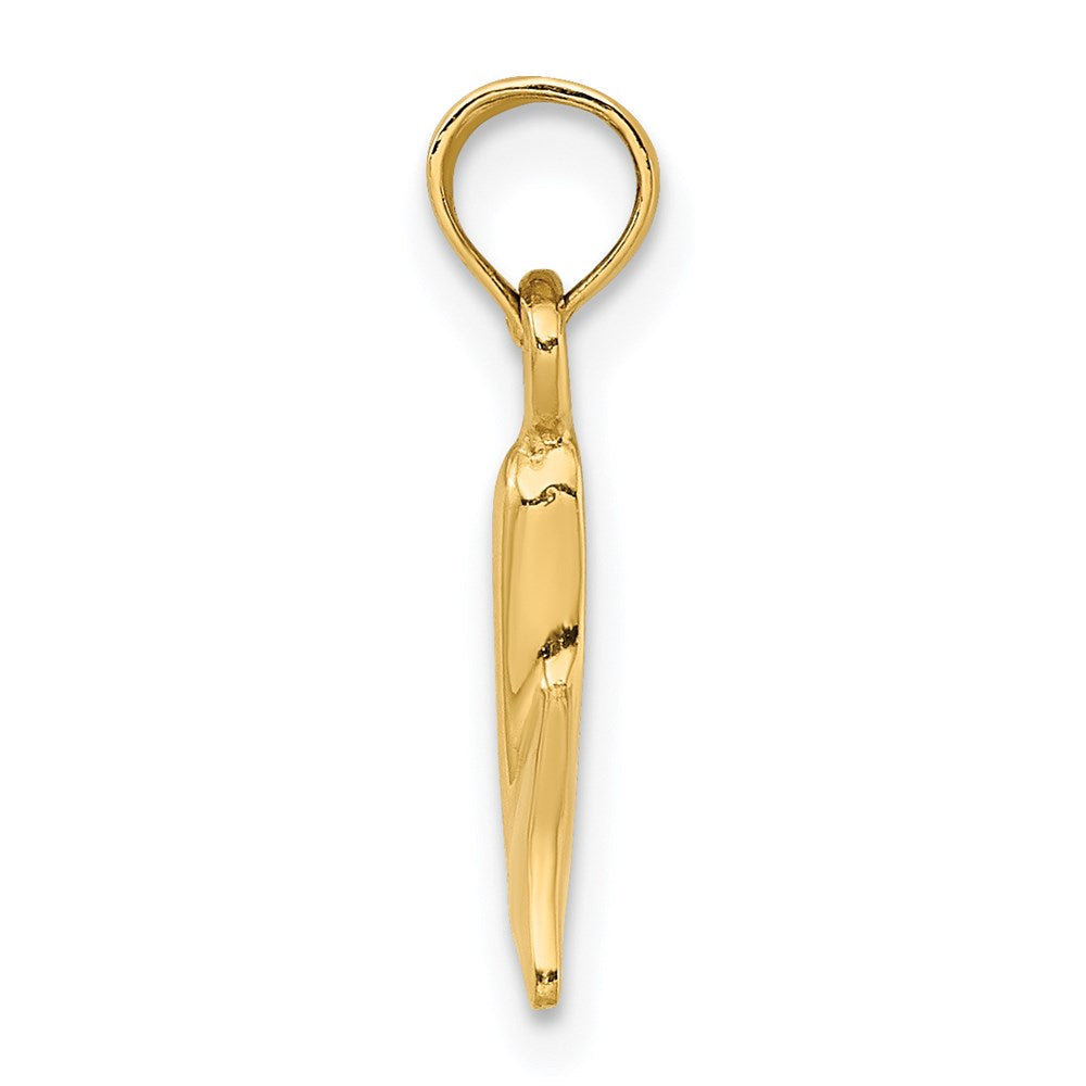 14K Gelbgold Poliert Klein Wal Schwanz Charm