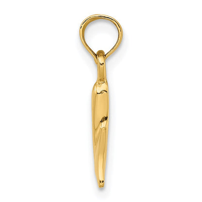 14K Gelbgold Poliert Klein Wal Schwanz Charm