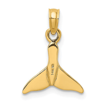 14K Gelbgold Poliert Klein Wal Schwanz Charm