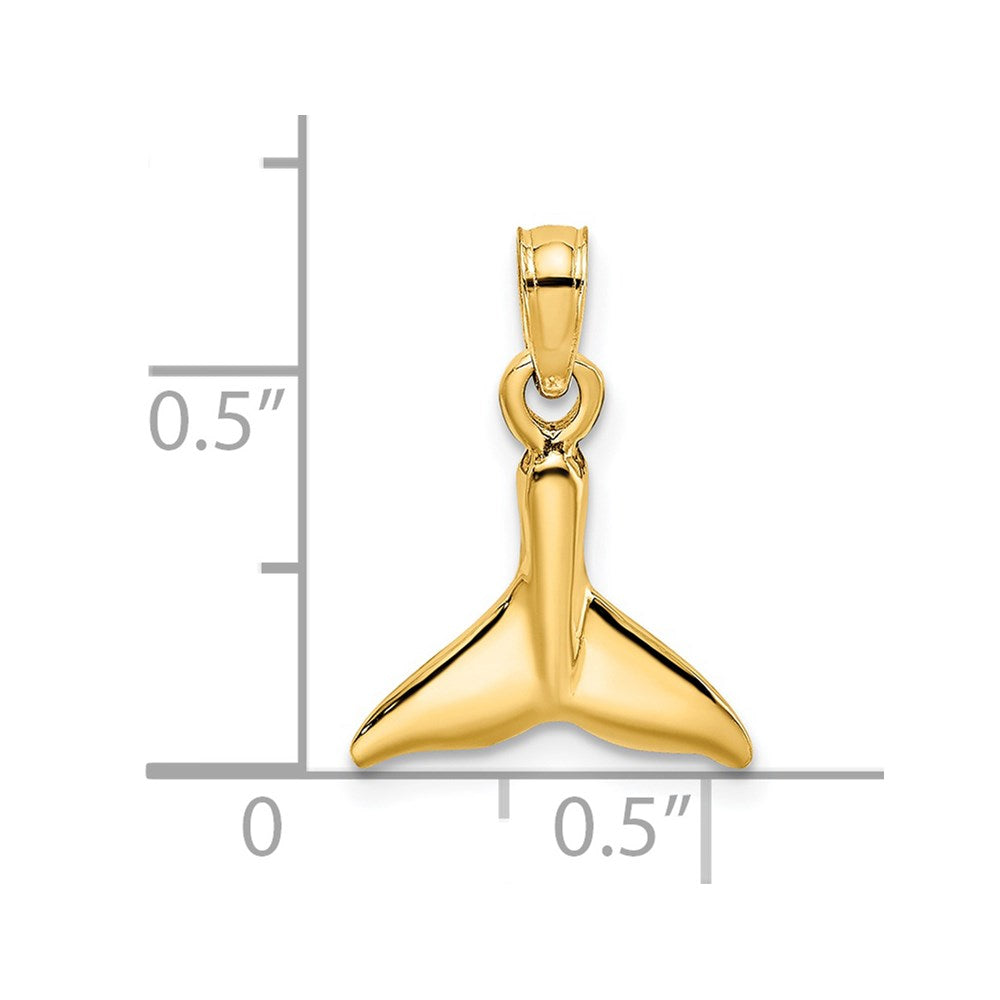 14K Gelbgold Poliert Klein Wal Schwanz Charm