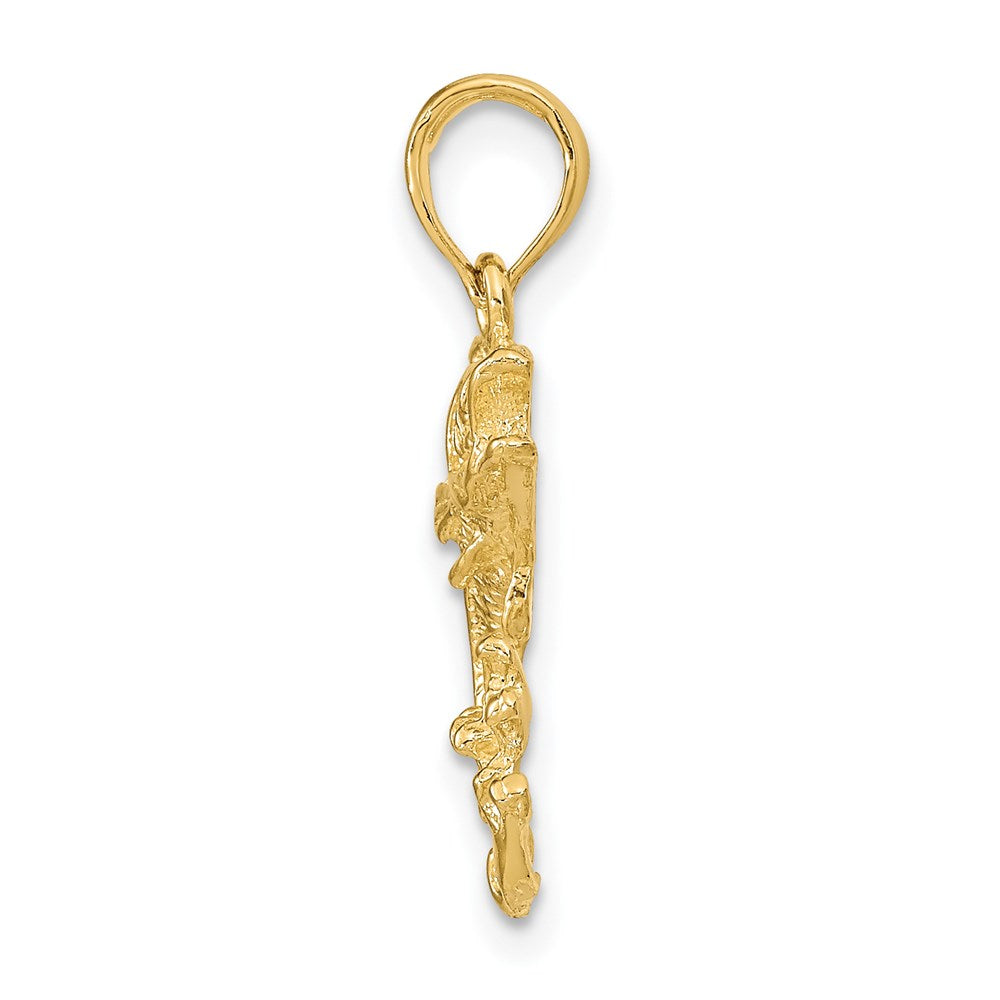 14K Gelbgold Polierter Barsch-Anhänger