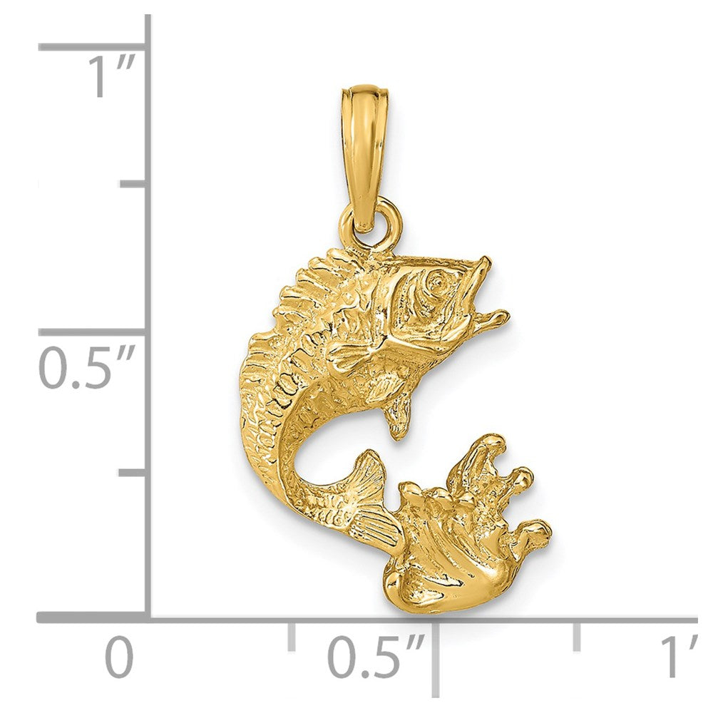 14K Gelbgold Polierter Barsch-Anhänger