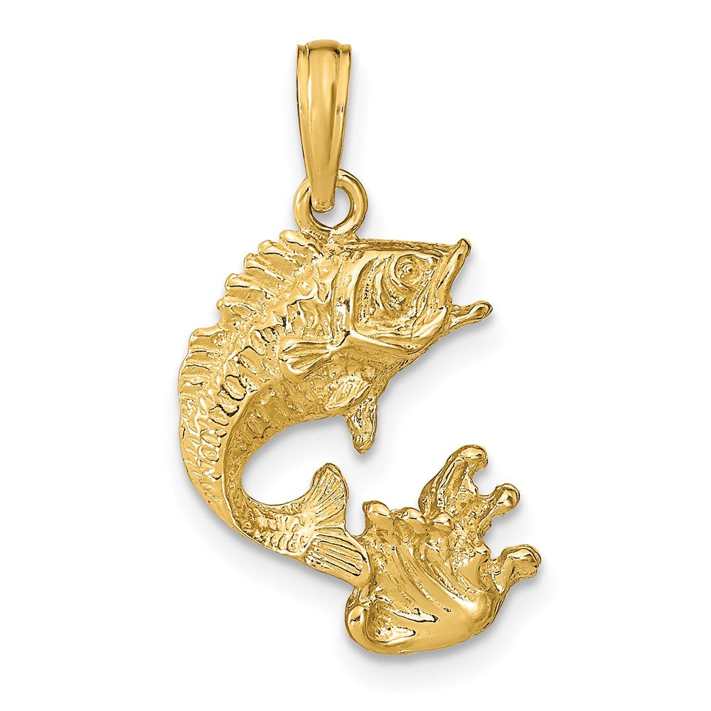 14K Gelbgold Polierter Barsch-Anhänger