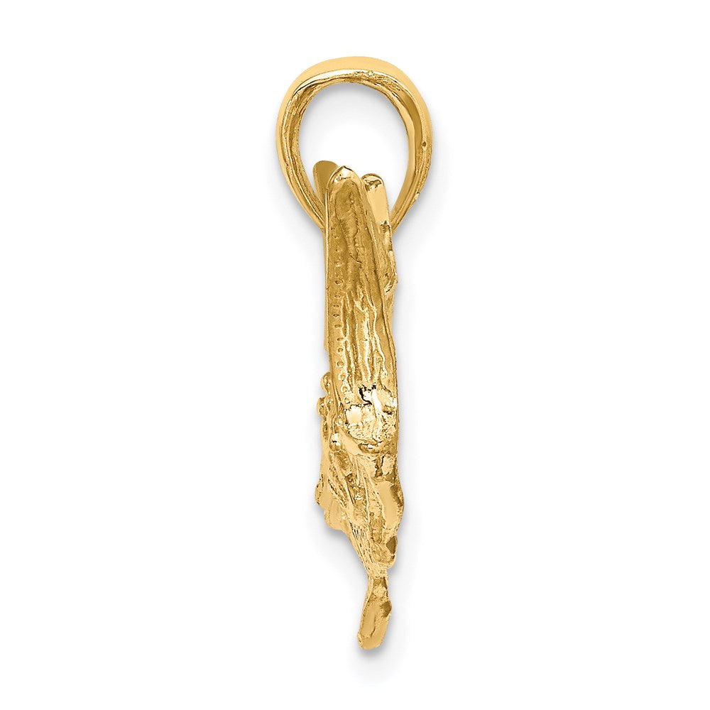 14K Gelbgold Marlin-Fisch-Charm mit 2-D-Struktur