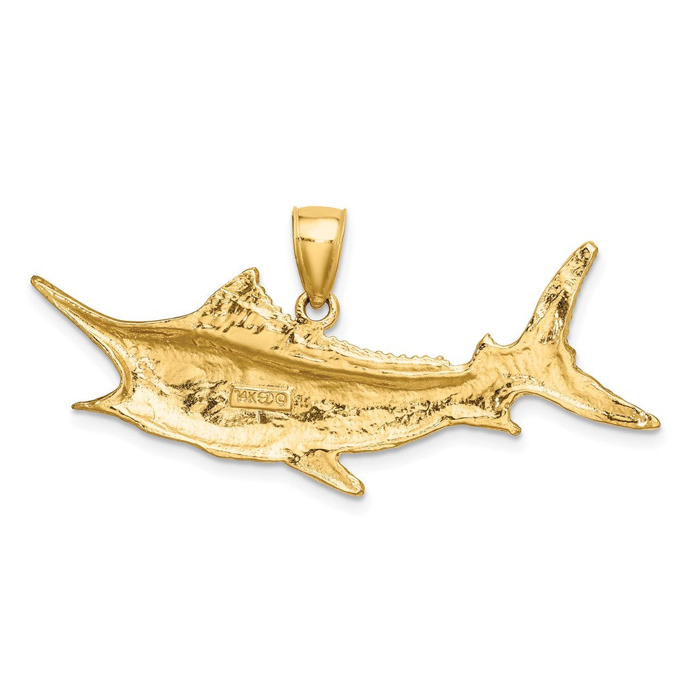 14K Gelbgold Marlin-Fisch-Charm mit 2-D-Struktur