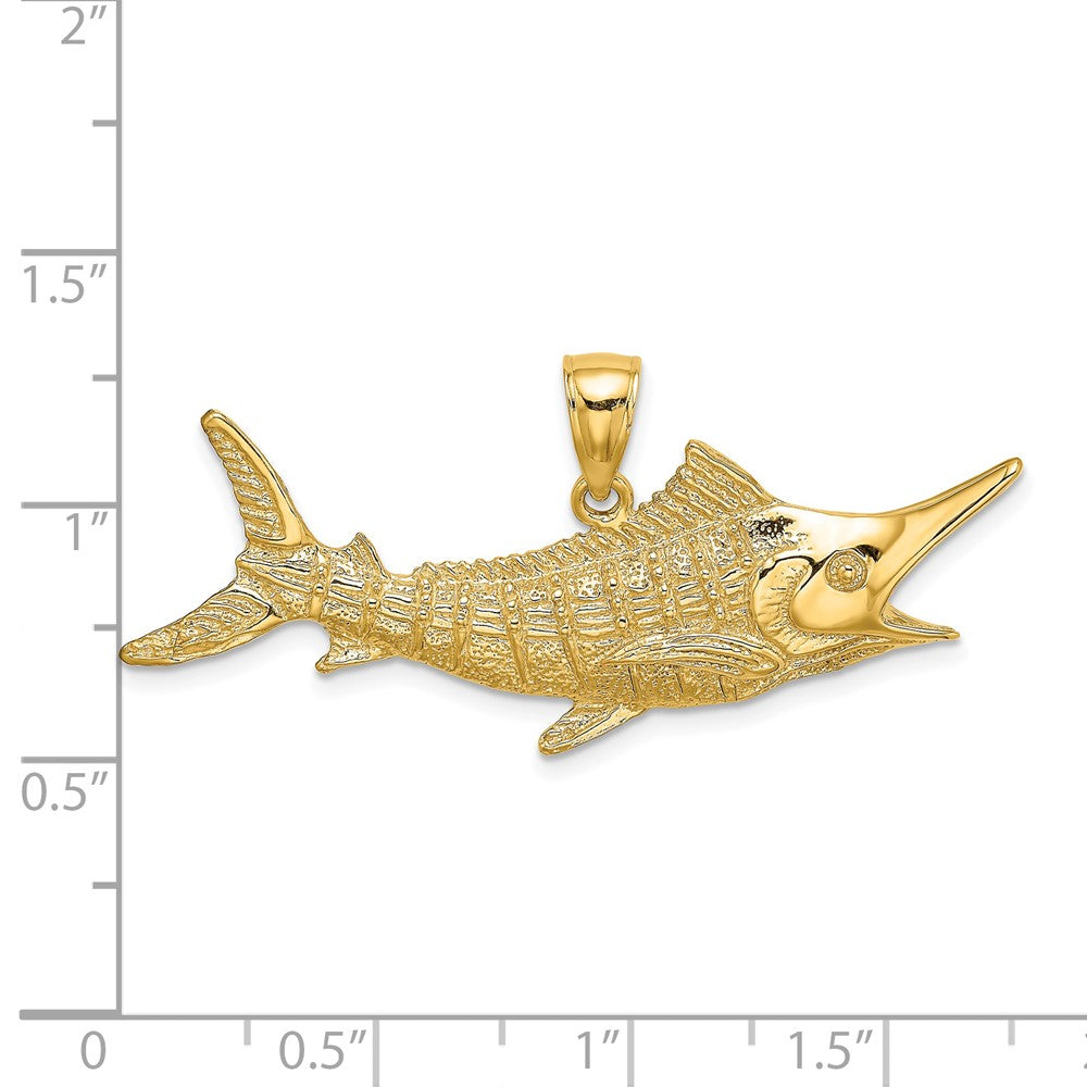 14K Gelbgold Marlin-Fisch-Charm mit 2-D-Struktur