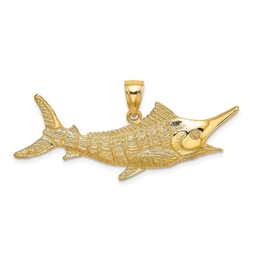 14K Gelbgold Marlin-Fisch-Charm mit 2-D-Struktur