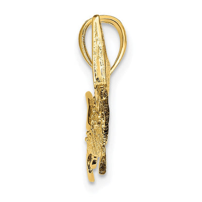 14 Karat Gelbgold Marlin-Fisch-Charm mit 2-D-Struktur