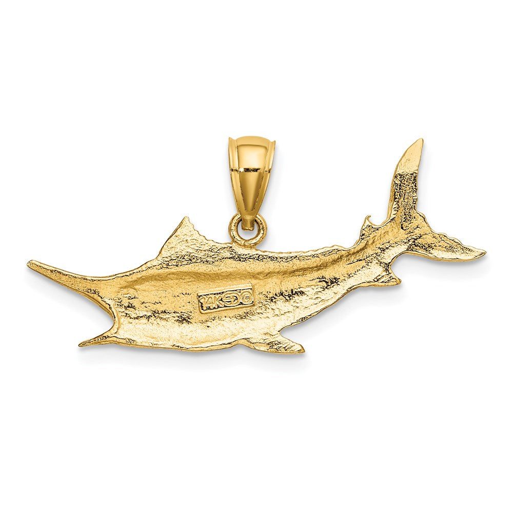 14 Karat Gelbgold Marlin-Fisch-Charm mit 2-D-Struktur