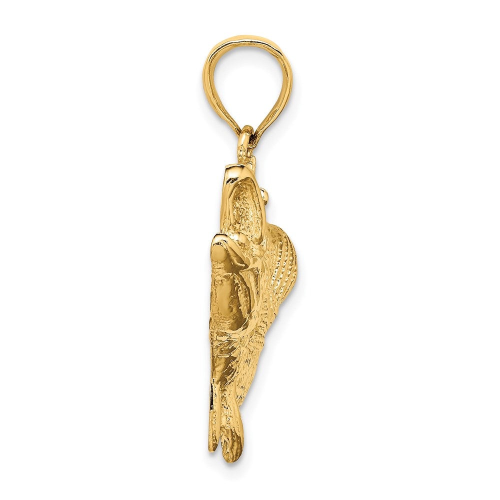 14K Gelbgold Barsch-Fisch-Charm mit offenem Maul