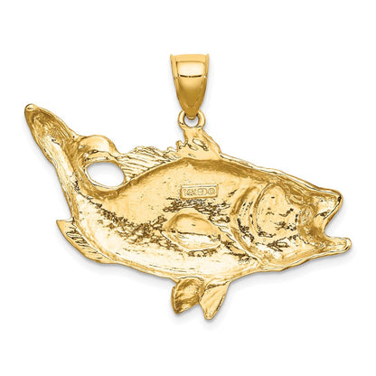 14K Gelbgold Barsch-Fisch-Charm mit offenem Maul