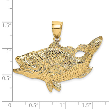 14K Gelbgold Barsch-Fisch-Charm mit offenem Maul
