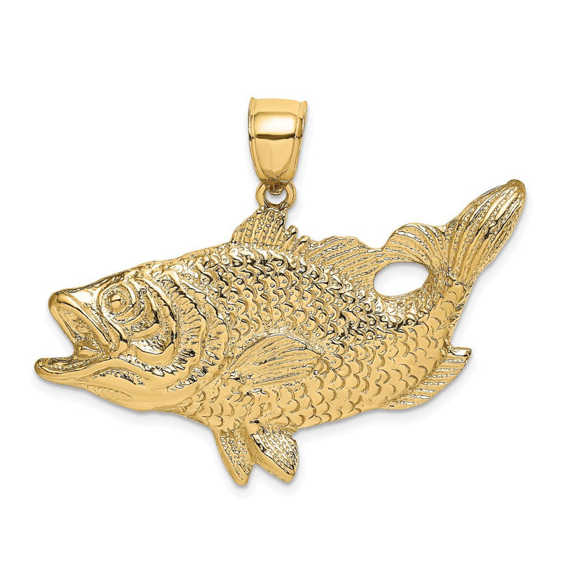 14K Gelbgold Barsch-Fisch-Charm mit offenem Maul