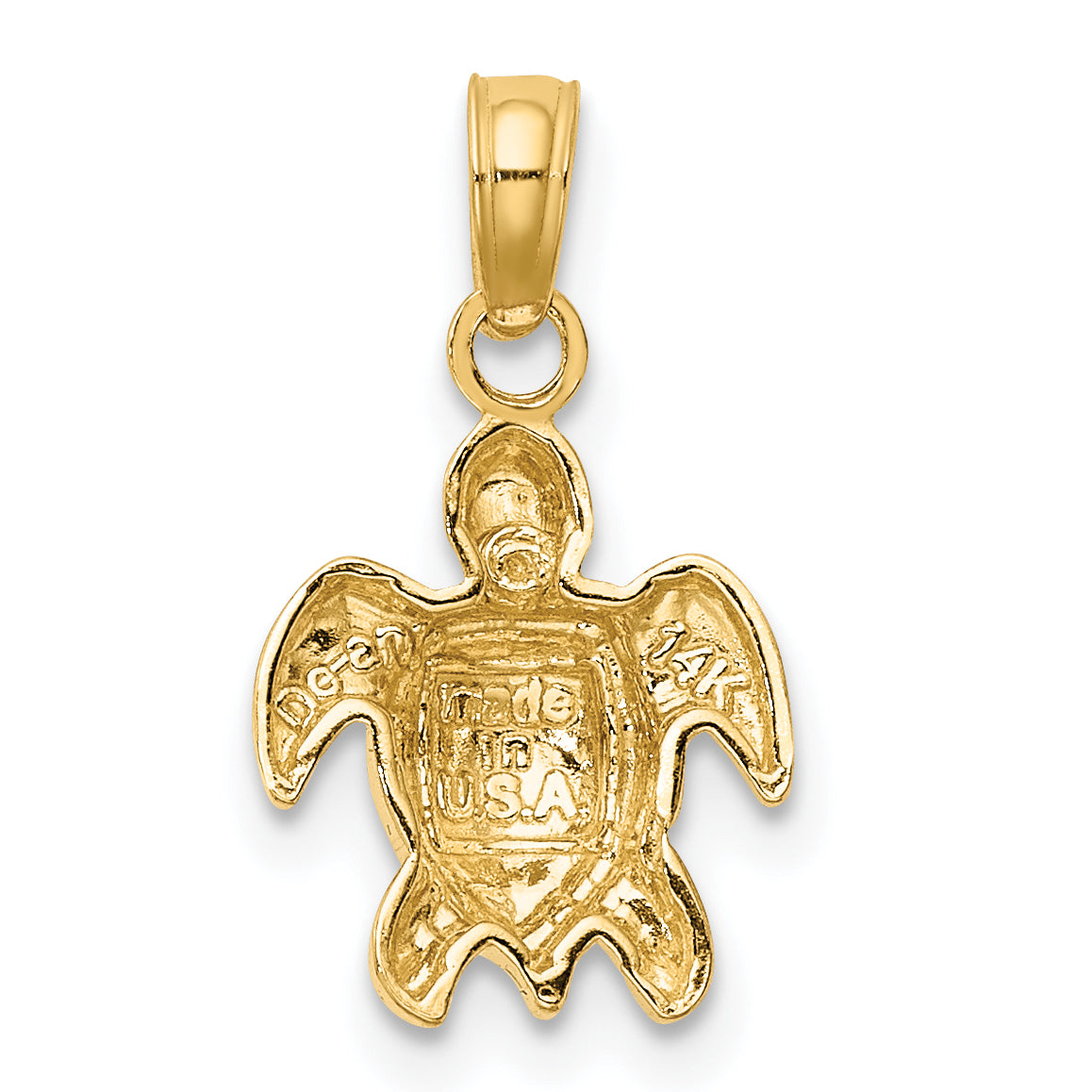 14K Gelbgold Strukturiert Mini Meer Schildkröte Charm