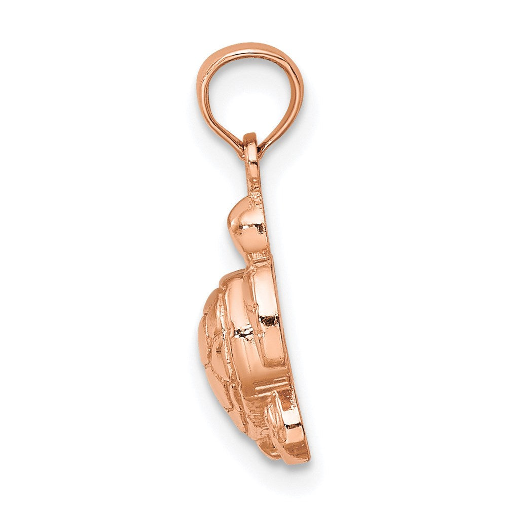 14K Roségold Strukturiert Mini Meer Schildkröte Charm
