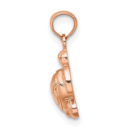 14K Roségold Strukturiert Mini Meer Schildkröte Charm