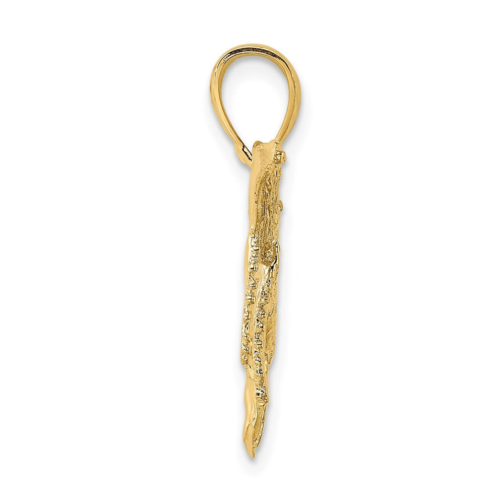 14K Gelbgold Wal-Charm mit 2-D-Textur