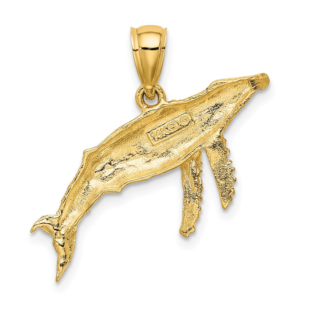 14K Gelbgold Wal-Charm mit 2-D-Textur