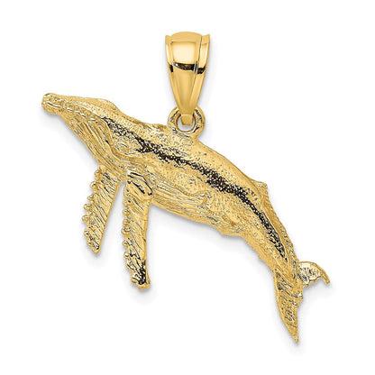14K Gelbgold Wal-Charm mit 2-D-Textur
