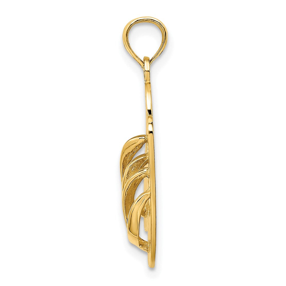 14K Gelbgold 3D Großer SEA ISLE Doppel-Flip-Flop-Charm