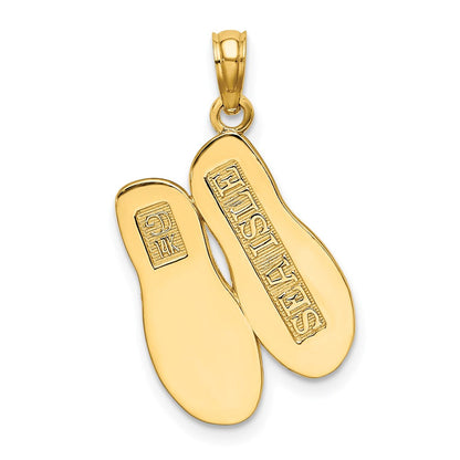 14K Gelbgold 3D Großer SEA ISLE Doppel-Flip-Flop-Charm