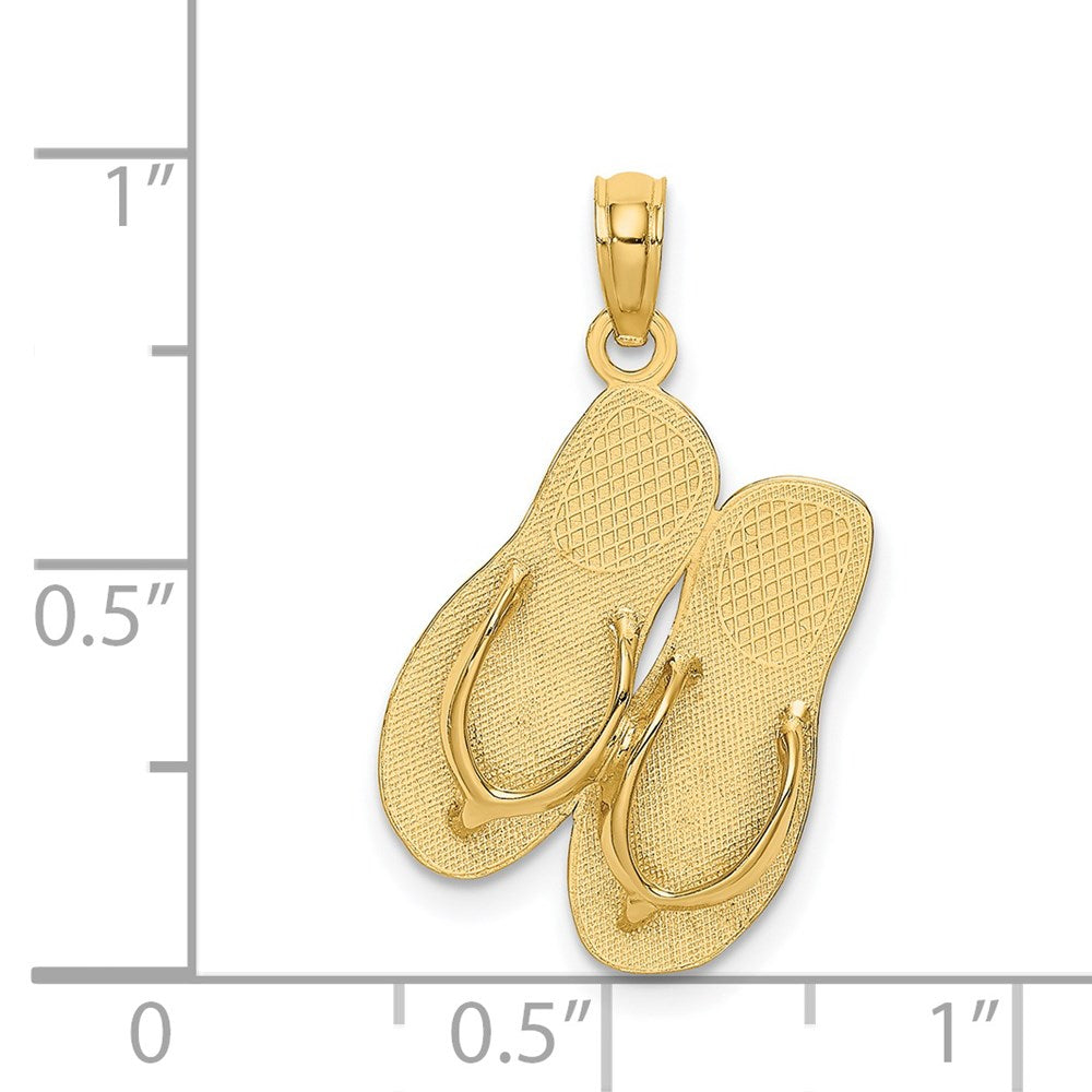 14K Gelbgold 3D Großer SEA ISLE Doppel-Flip-Flop-Charm