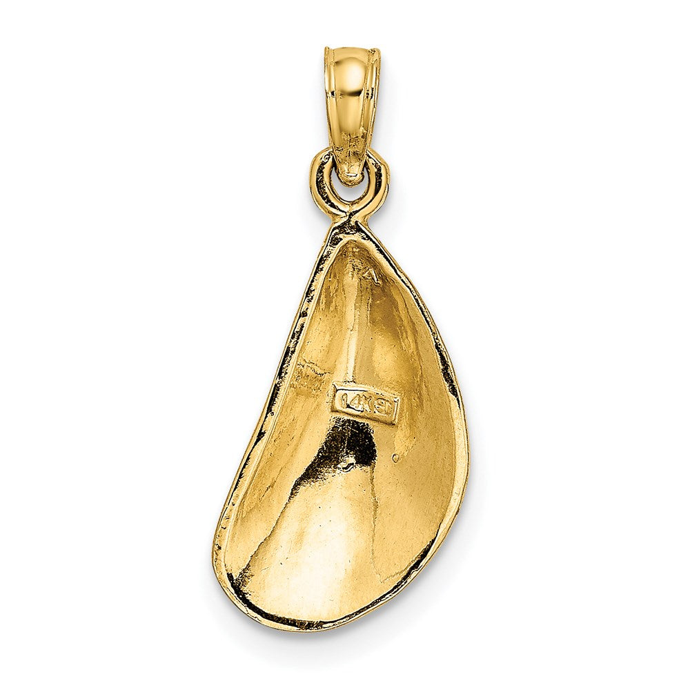 14K Gelbgold Poliert Mussel Muschel Charm
