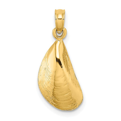 14K Gelbgold Poliert Mussel Muschel Charm