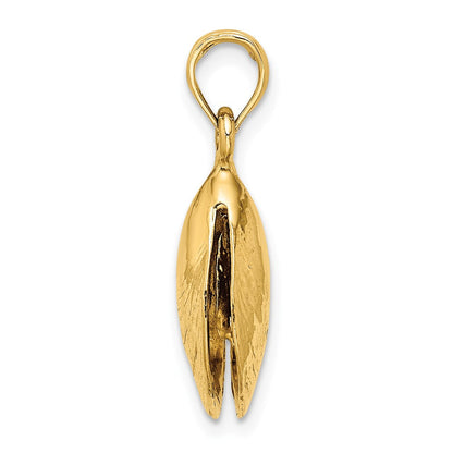 14K Gelbgold 3-D Poliert Muschelschale Charm