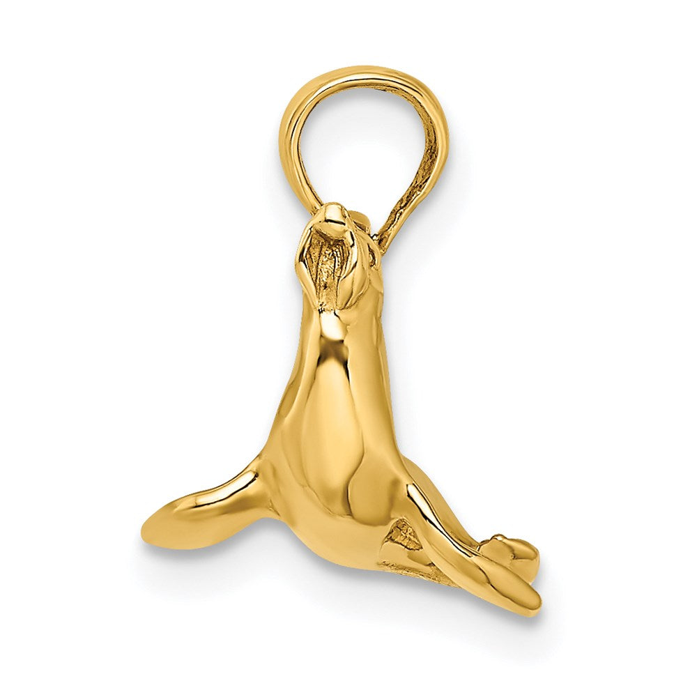 14K Gelbgold 3-D Polierter Seehund-Charm