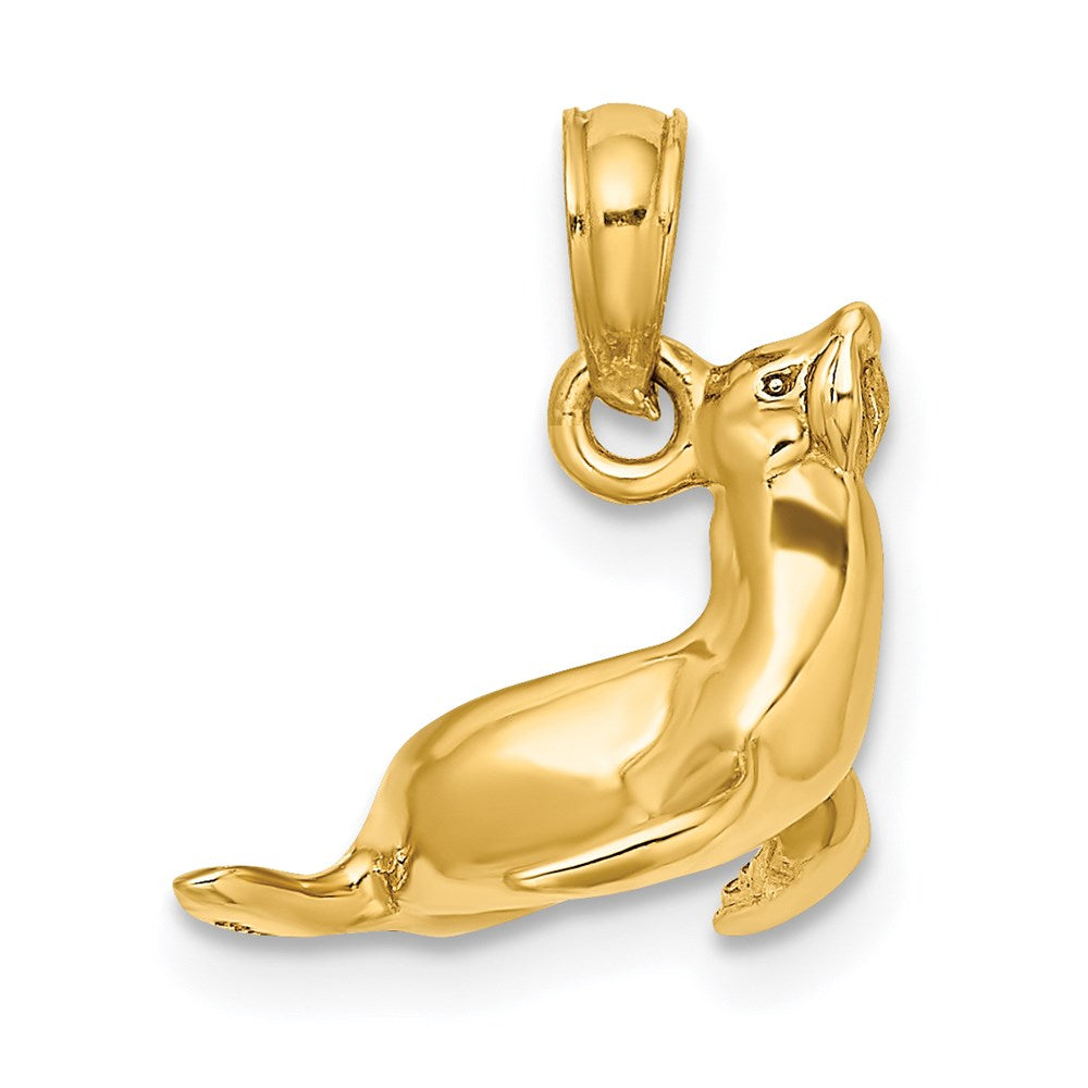 14K Gelbgold 3-D Polierter Seehund-Charm