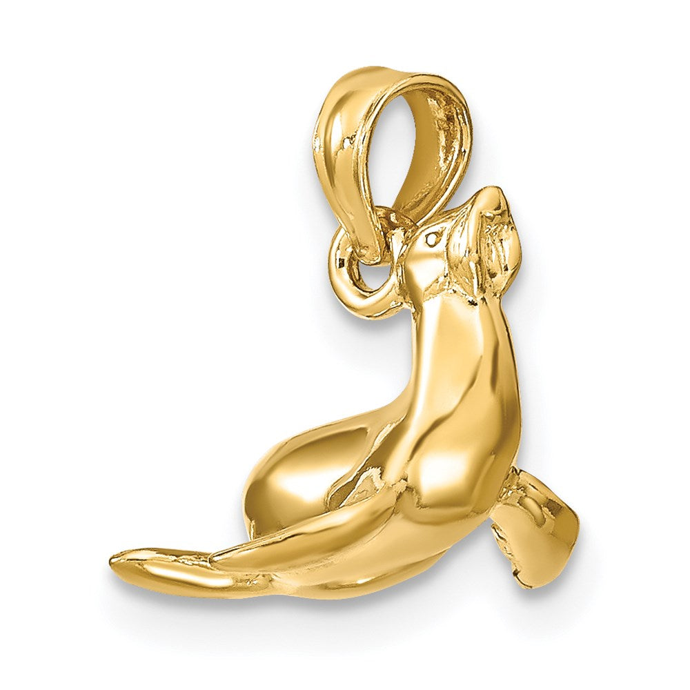 14K Gelbgold 3-D Polierter Seehund-Charm