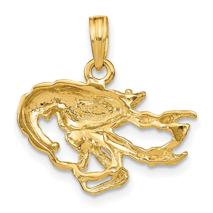 14K Gelbgold Charm Krebs, texturiert