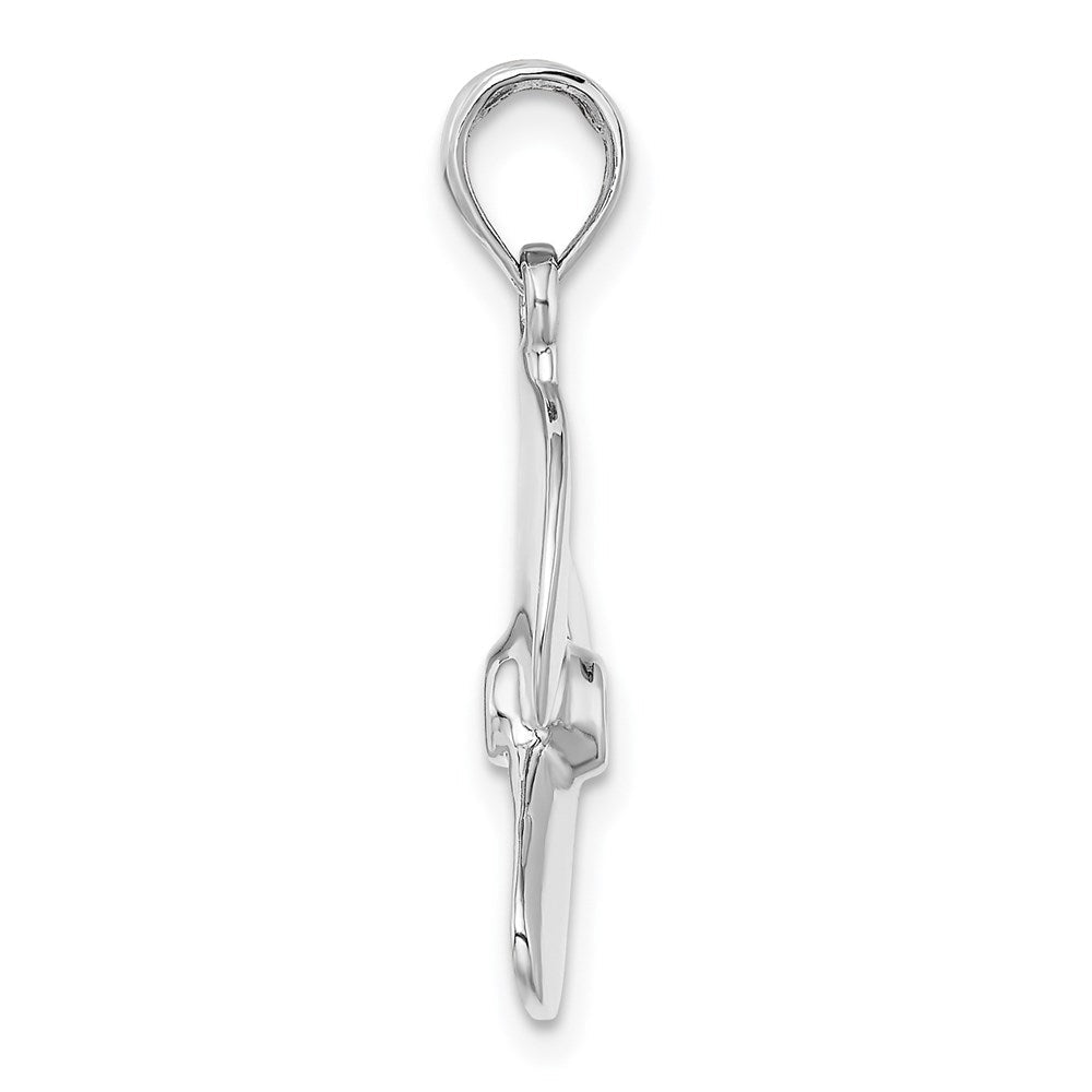 14K Weißgold 3-D polierter Propeller-Charm mit drei Flügeln