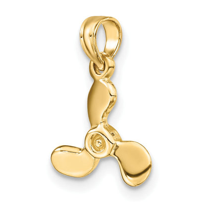 14K Gelbgold 3-d Poliert Mini Drei Blade Propeller Charm