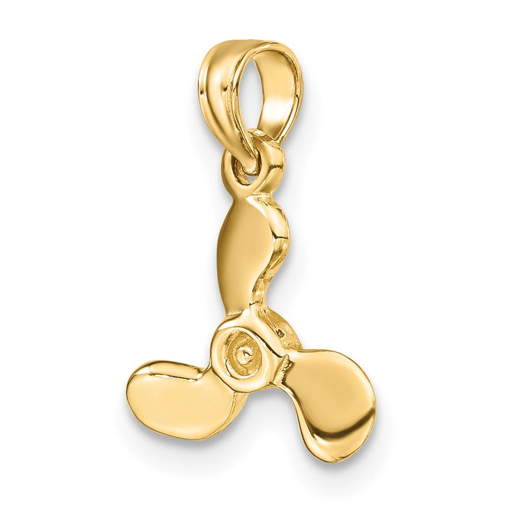 14K Gelbgold 3-d Poliert Mini Drei Blade Propeller Charm
