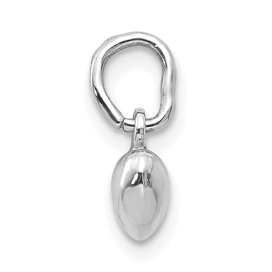 14K Weißgold Massiv Poliert 3d Herz Charm