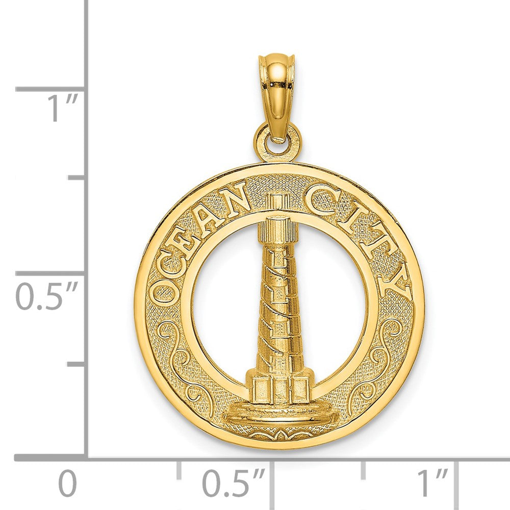 14K Gelbgold Charm "OCEAN CITY" mit Leuchtturm