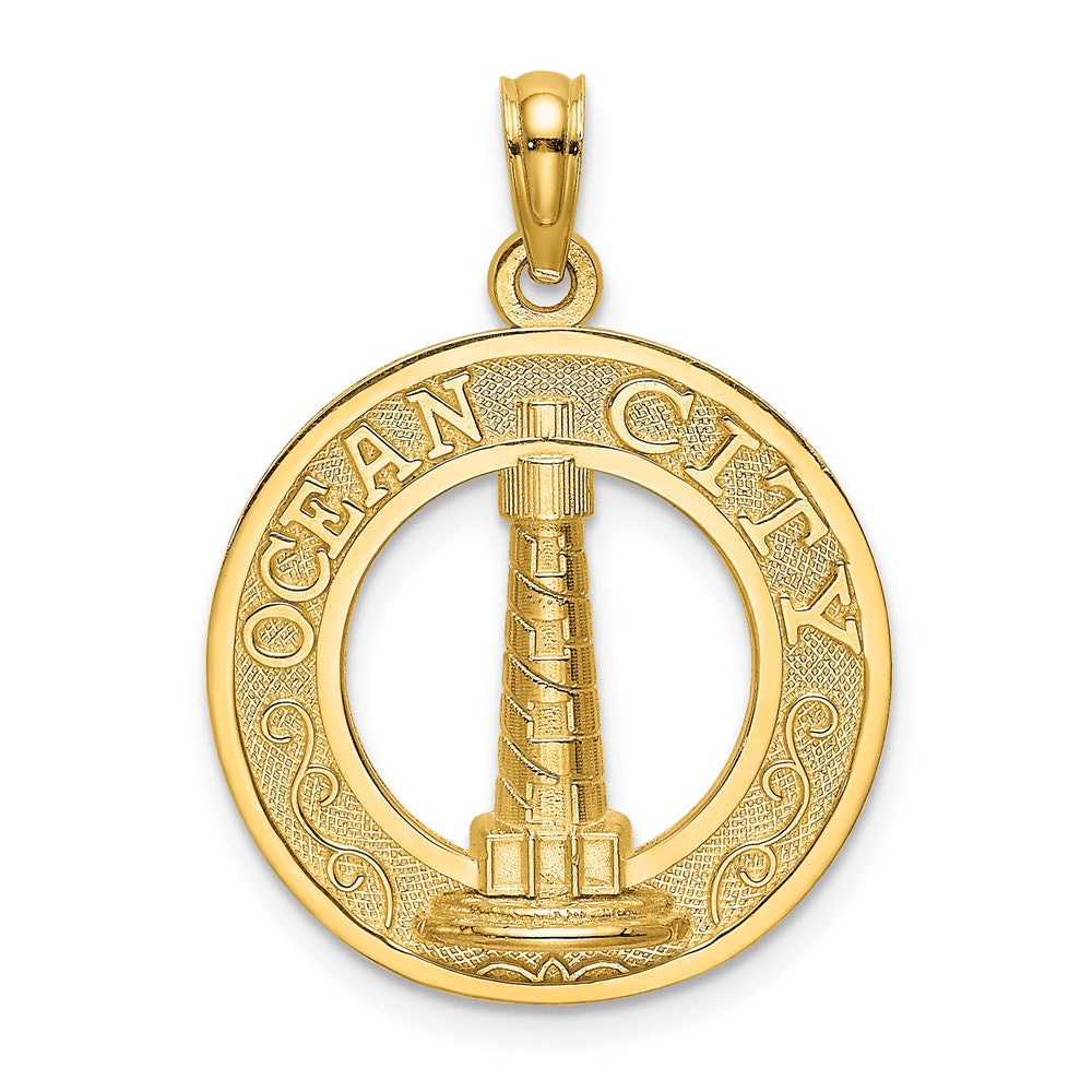 14K Gelbgold Charm "OCEAN CITY" mit Leuchtturm