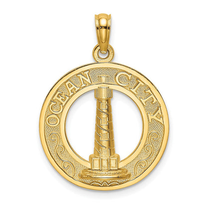 14K Gelbgold Charm "OCEAN CITY" mit Leuchtturm